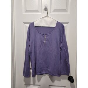 J Jill Lavender sweater henley button scoop neck Long Sleeve Size Large